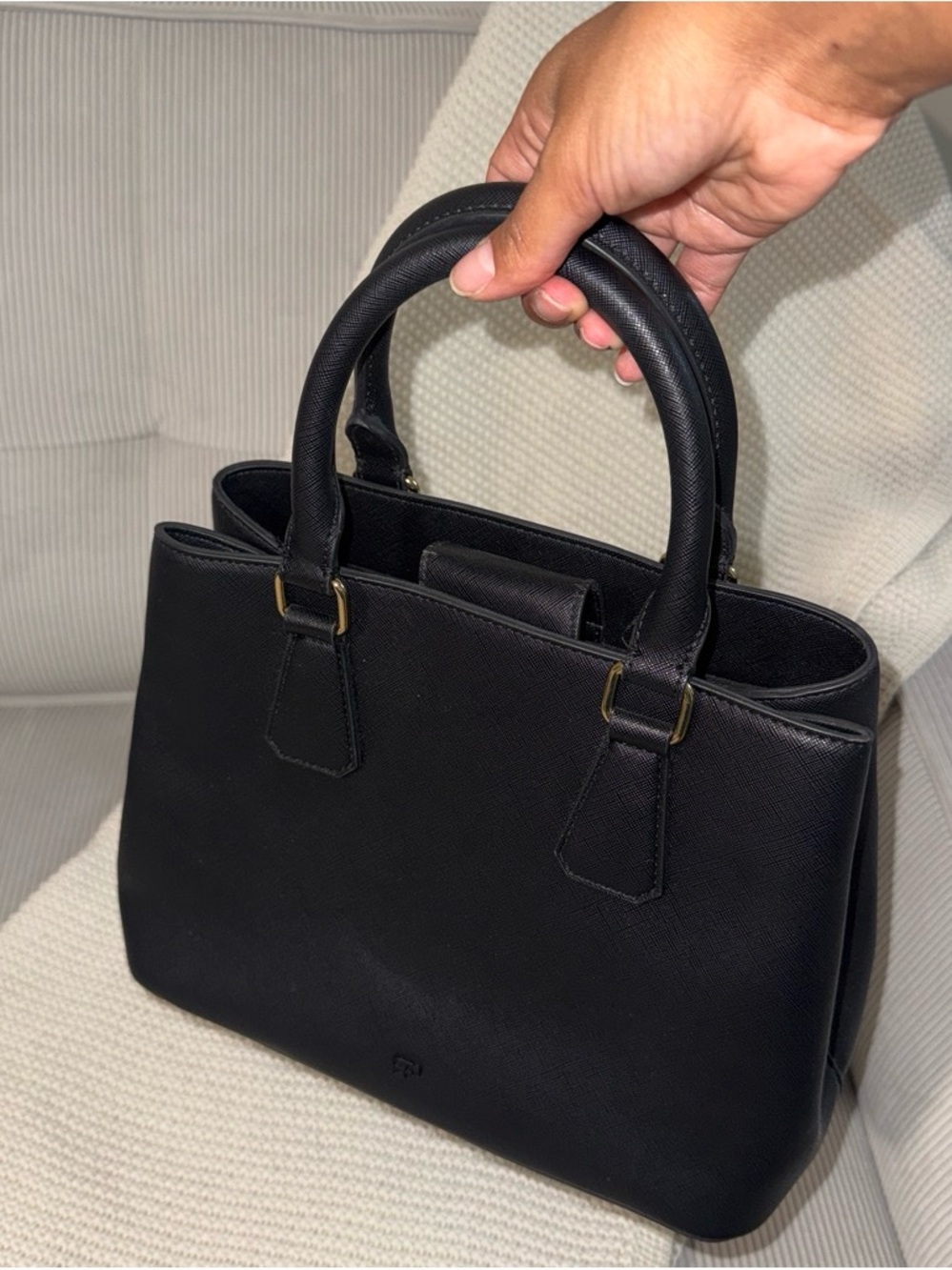 Parfois Classic Black Leather Top-Handle Tote